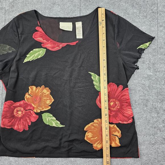 Vintage First Issue Shirt Womens XL Floral Mesh Y2K Large Print Nylon 90s Preppy - Picture 4 of 5